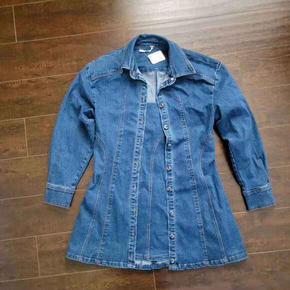 Free People Alexa Mini Dress Set Womens 8 Denim Jacket Country Contemporary - Picture 4 of 13